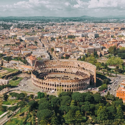 Visit the iconic Colosseum, just a twenty-one minute bus ride away
