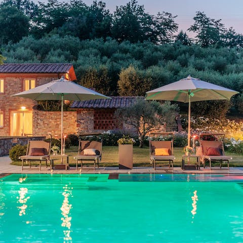 Enjoy a twilight dip in the private pool as the stars come out overhead