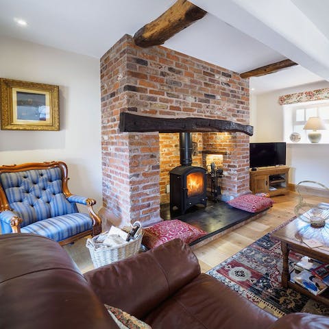 Cuddle up after a walk in the countryside in front of the log-burner