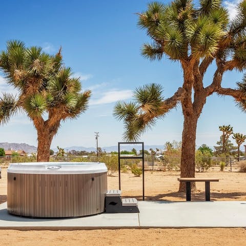Take in desert views from the hot tub