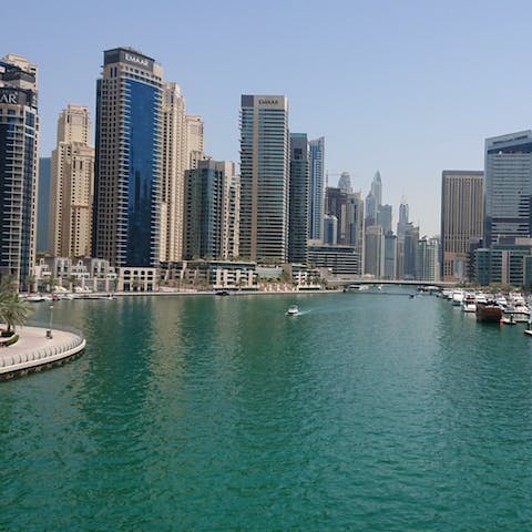 Go for a stroll around the Dubai Marina, a twenty-five-minute drive away