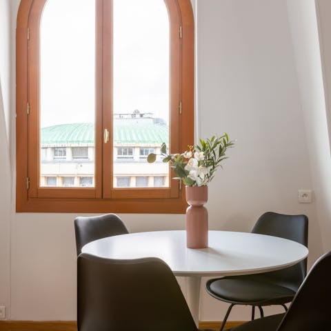 Elegant dining space with a retro feel