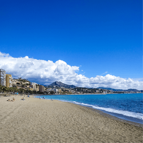 Take a scenic stroll or short drive down to the beautiful Playa Arroyo de la Miel and dine by the sea