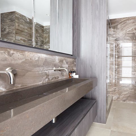 Pamper yourself in the luxurious bathrooms with their high-end finishes
