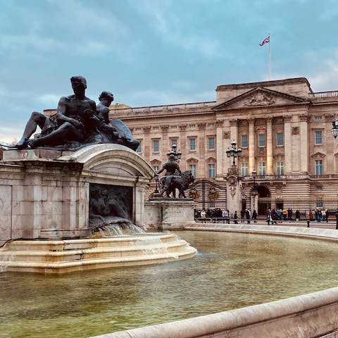 Admire stunning Buckingham Palace, a twenty-minute walk away