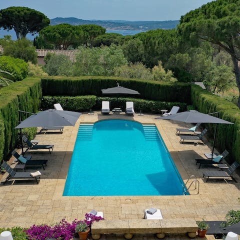 Enjoy views over the bay towards St Tropez from one of the terraces