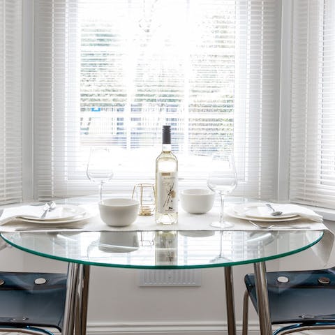 A glass dining table
