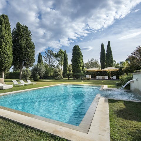 Start your day with a plunge in the private pool