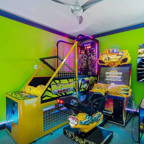 Take your pick of arcade games in the games room