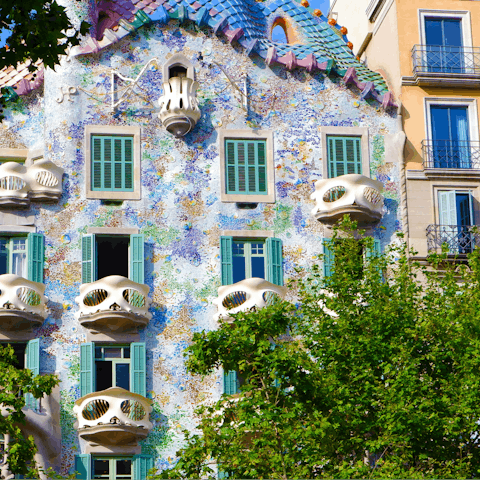 Admire Gaudi's bold vision at Casa Batlló  – an eleven–minute walk 