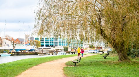 Stroll along the River Stour, less than a ten-minute walk from your apartment