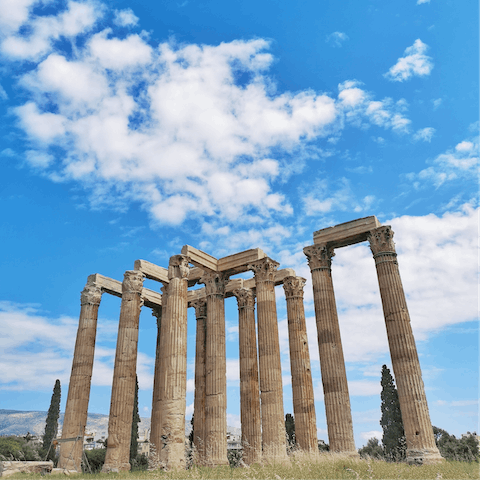 Visit the one of the largest temples ever built in the ancient world, The Temple of Olympian Zeus 