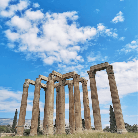Visit the one of the largest temples ever built in the ancient world, The Temple of Olympian Zeus