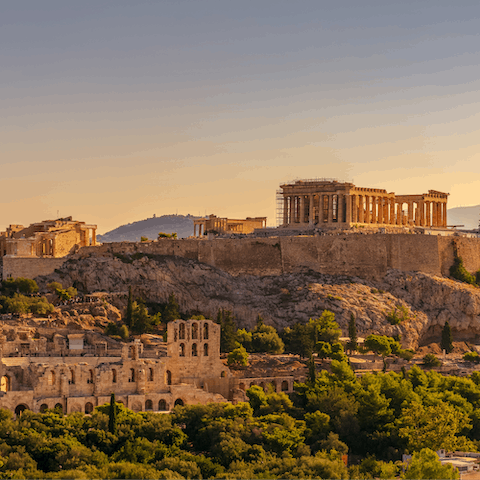 Admire the ancient Acropolis, it's a short walk from your apartment