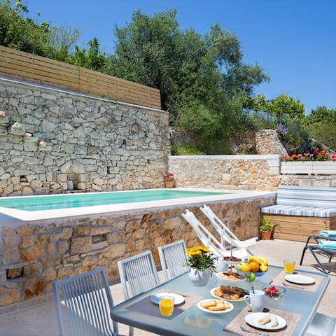 Spend your days catching some rays under the sun, only breaking for meals and dips in the pool