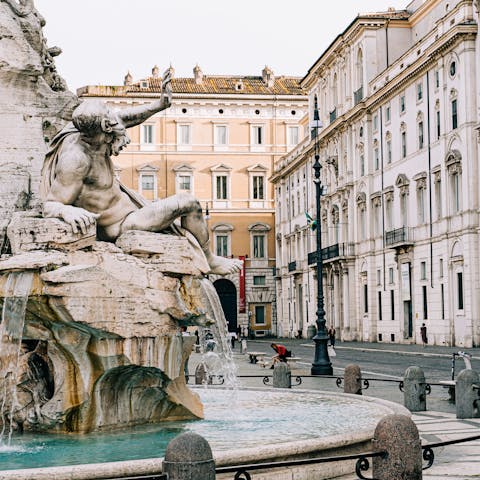 Explore Piazza Navona, a nine-minute walk away