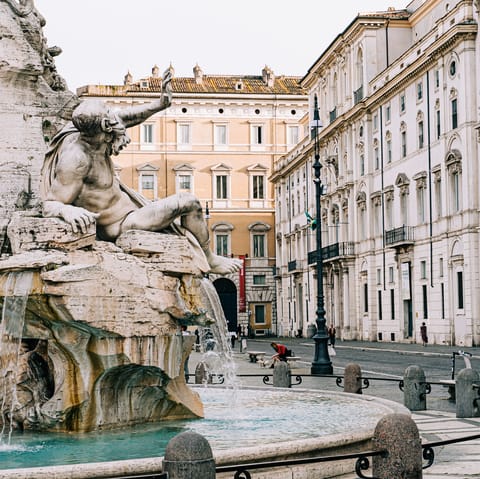Explore Piazza Navona, a nine-minute walk away