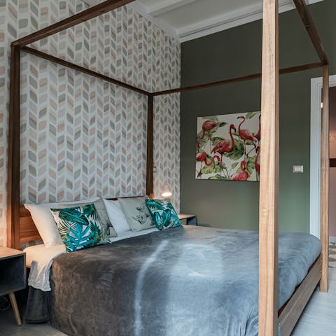 Enjoy sweet dreams in the four-poster beds