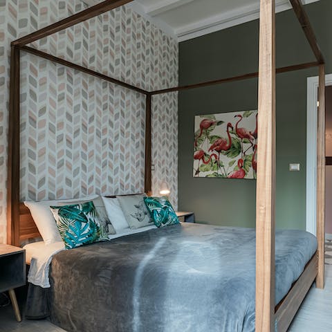 Enjoy sweet dreams in the four-poster beds