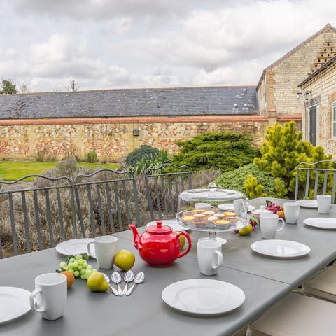 Prepare an afternoon tea to enjoy alfresco at the table