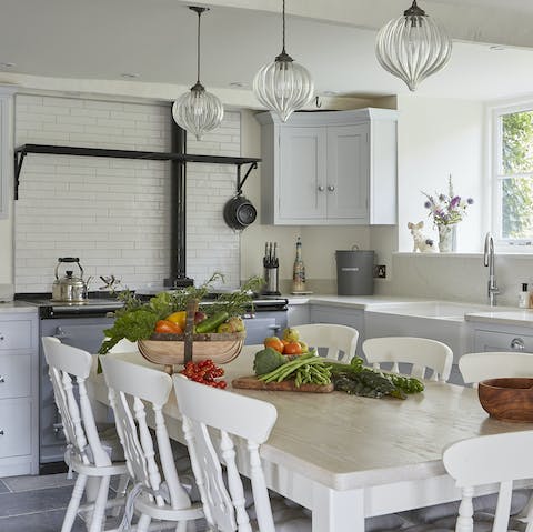 Gather around the AGA in the cosy kitchen on cold winter days