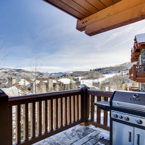 Fire up the grill and dine alfresco overlooking scenic alpine views