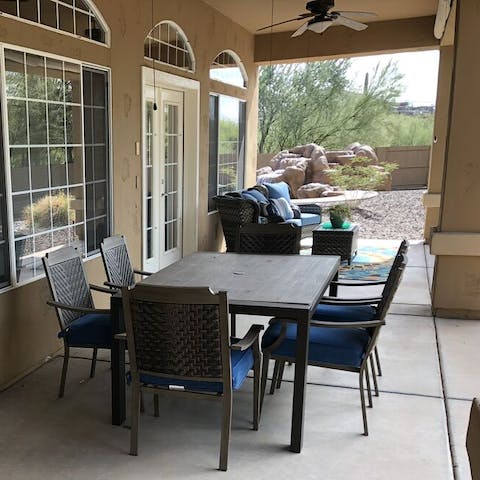 Enjoy your meal al fresco under the breeze of the fan