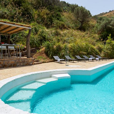 Step into the cool waters of the private pool to escape the Sicilian heat