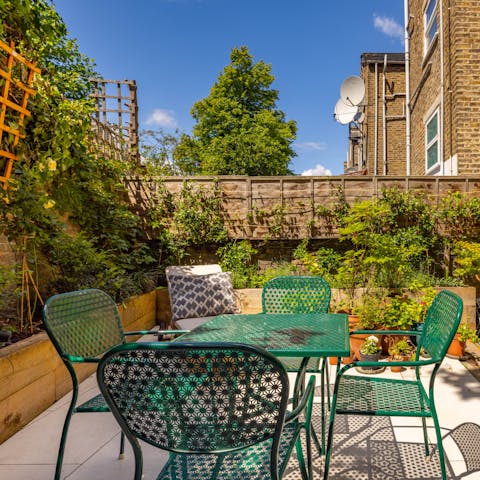 Dine out on the cute table in your private garden