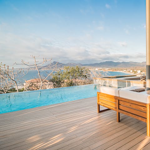 Gaze across the landscape as you float about in your private pool