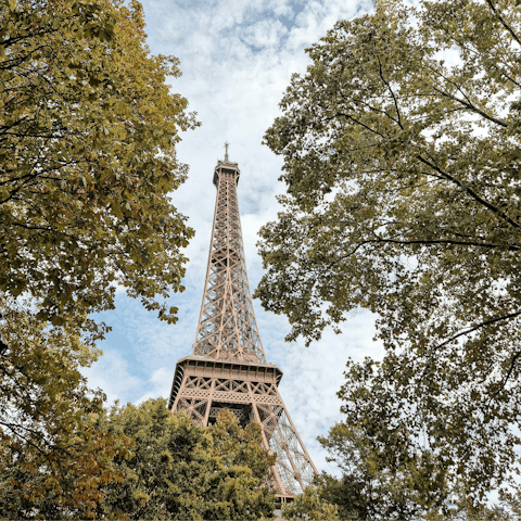 Visit the scenic Trocadéro Gardens, fifteen minutes away