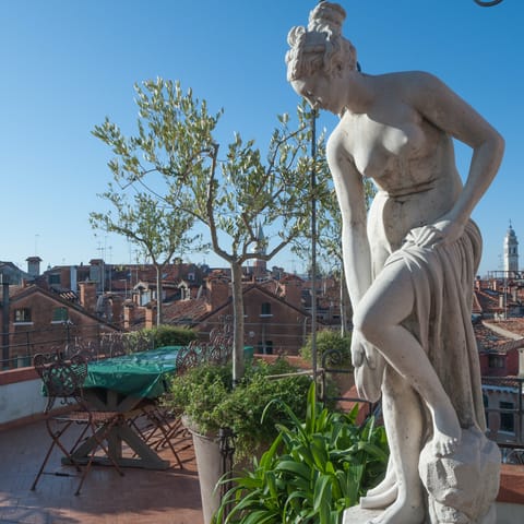 A statue on the terrace