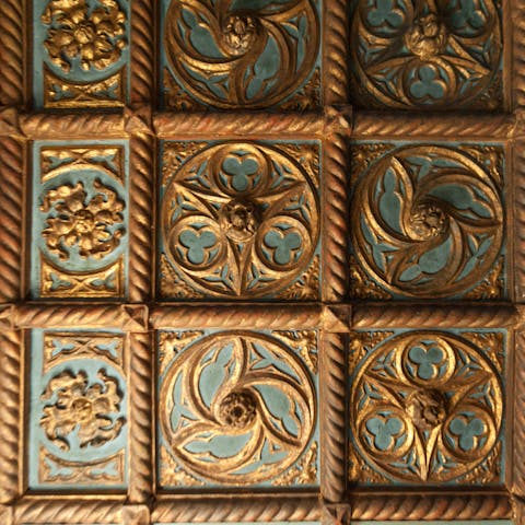 The gilded inlaid ceilings