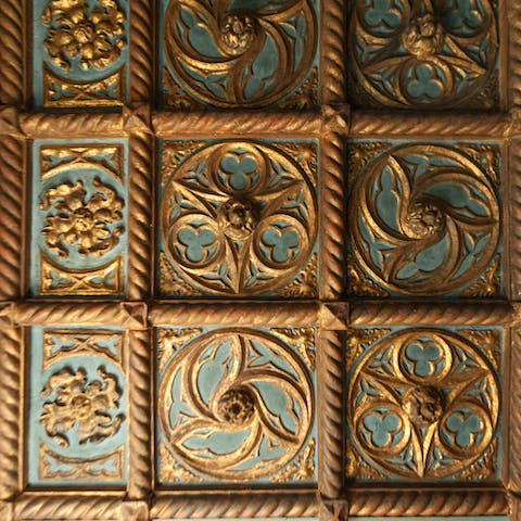The gilded inlaid ceilings