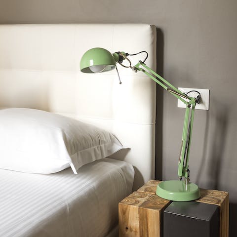 Mint-green reading lamps