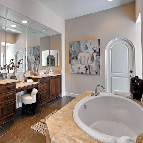 Treat yourself to a well-deserved bath in the sunken tub