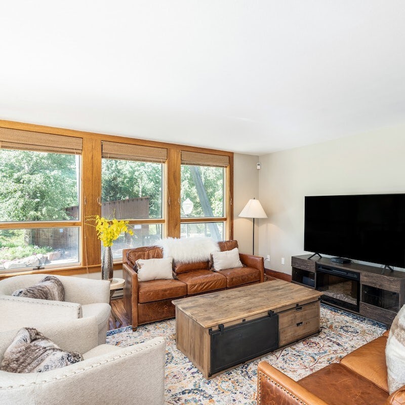Cozy up in the bear-hug sofas with hot cocoa for a classic movie
