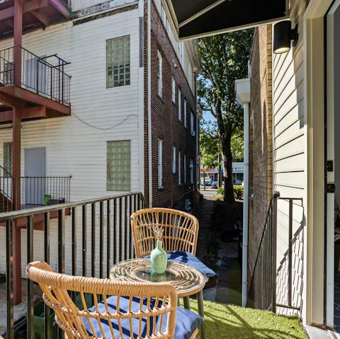 Have a sunny American breakfast out on the balcony