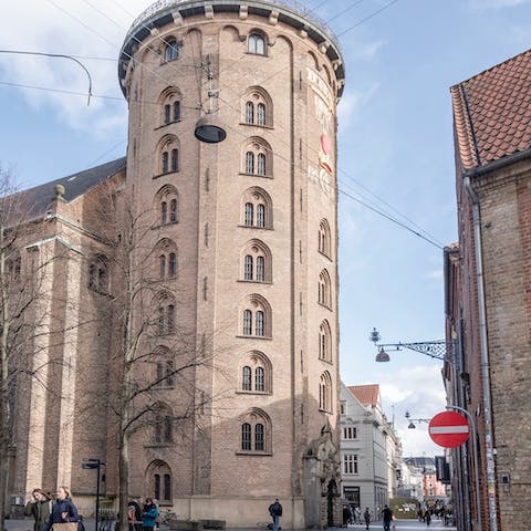 Hop, skip or jump round the corner to the Round Tower, it's one-minute away
