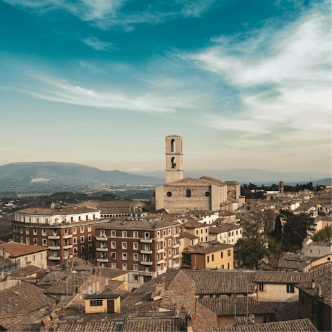 Drive forty-five minutes through the valleys and hills to Perugia