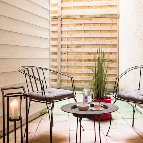 Enjoy morning coffee outside on your private patio