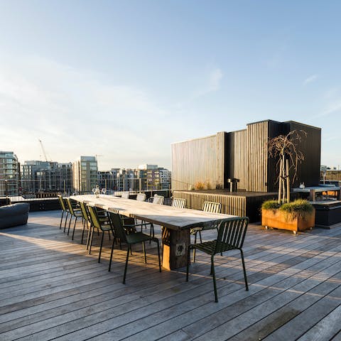 Enjoy the extraordinary rooftop terrace – it stays light until well after 10pm in the height of summer