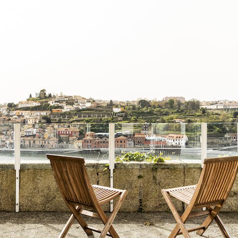 Enjoy a glass of Porto wine from the spacious terrace
