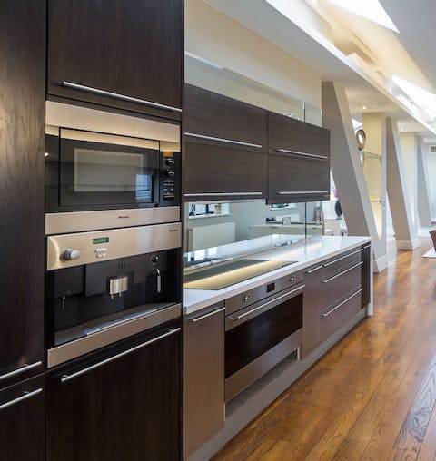 A luxurious kitchen with built-in coffee machine