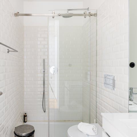 A luxurious rainfall shower