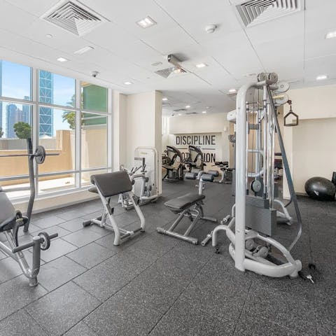 Keep up with your fitness routine thanks to the on-site gym
