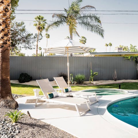 Work on a golden tan by the pool