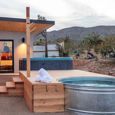 Warm up in the hot tub or cool down in the cowboy pool