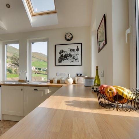 Enjoy stunning views of the Welsh countryside from nearly every room