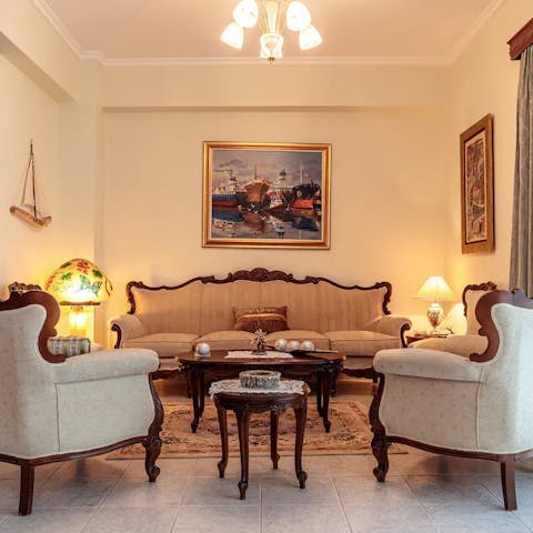 Enjoy relaxing with a glass of wine in your elegant lounge area